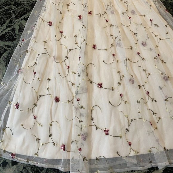 NWT Women's AQUA EMBROIDERED FLORAL PARTY DRESS white size S $128 - Picture 3 of 11